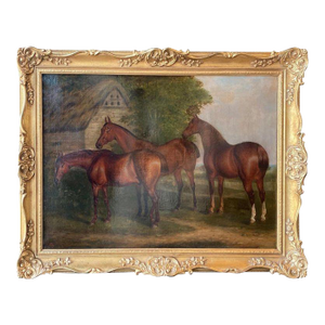 "Three Hunters by a Dovecot" by E. Tolley / Signed & Dated 1872.