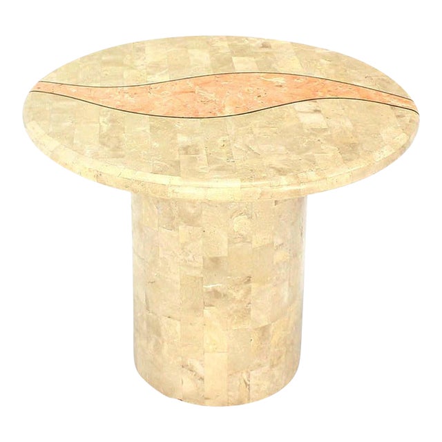 Mid Century Modern Tessellated Stone Veneer End Side Lamp Table Pedestal Stand For Sale