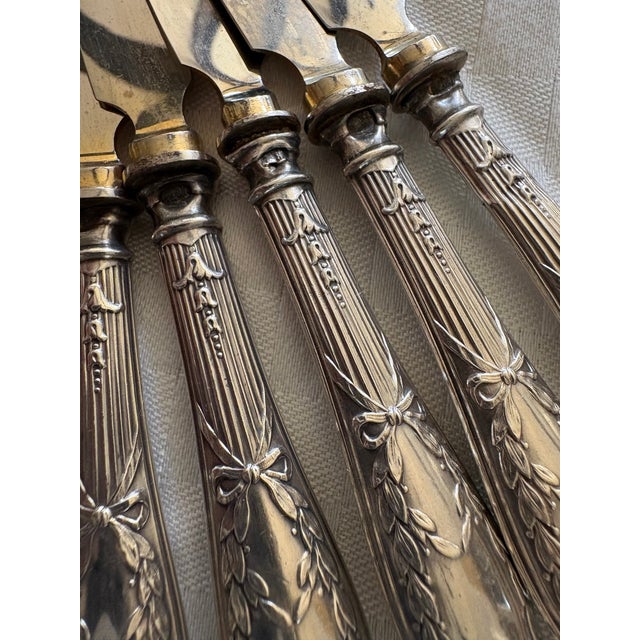 Late 19th Century Late 19th Century Sterling Silver Handled Fruit or Dessert Knives - Set of 6 For Sale - Image 5 of 13