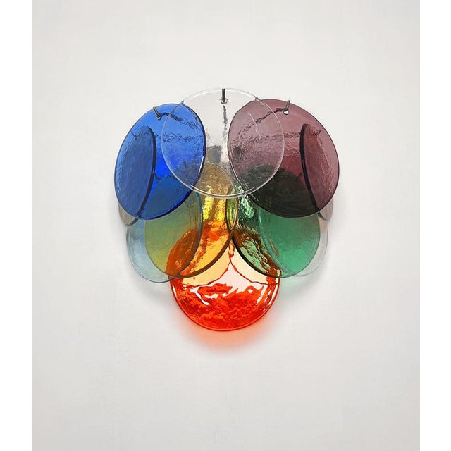 Vintage Disc Sconces in Multi-Color Murano Glass, 1970s, Set of 4 For Sale - Image 6 of 15