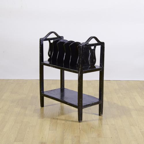 Magazine Rack in Black Lacquered Wood, 1900s For Sale - Image 3 of 9