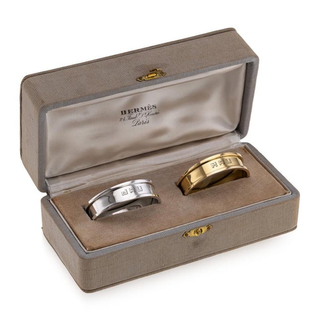 Mid 20th Century French Silver Gilt Napkin Rings from Hermès, 1960s, Set of 2 For Sale - Image 10 of 10