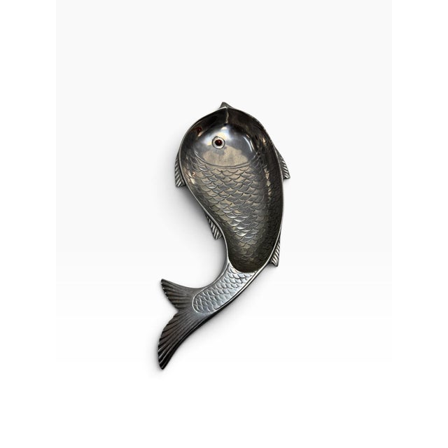 Mid-Century Modern 1976 Vintage Arthur Court Cast Aluminum Fish Dish With Carnelian Eye For Sale - Image 3 of 7