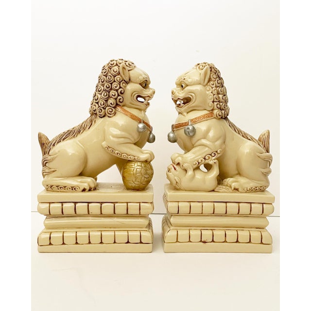 Vintage Ivory Like Carved Foo Dogs a Pair Chairish