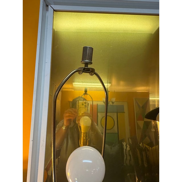 White Vintage 1950s Balboa White Venetian Glass Lamp Original Metal Tag For Sale - Image 8 of 8