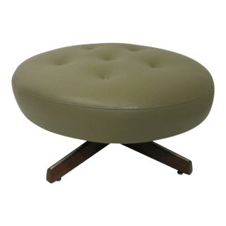 Dunbar Styled Mid-Century Modern Upholstered Swiveling Ottoman For Sale
