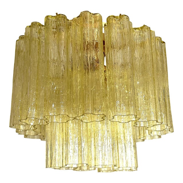 Glass Italian Clear Amber Tronchi Murano Glass Flush Mount by Simoeng for Simoeng For Sale - Image 7 of 7