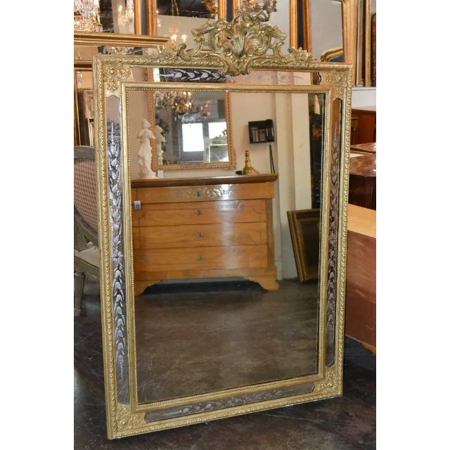 19th Century French Etched Glass Giltwood Mirror For Sale - Image 4 of 7