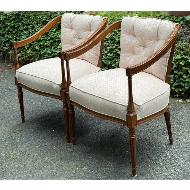 French Vintage Regency Louis XVI Armchairs - A Pair For Sale - Image 3 of 11