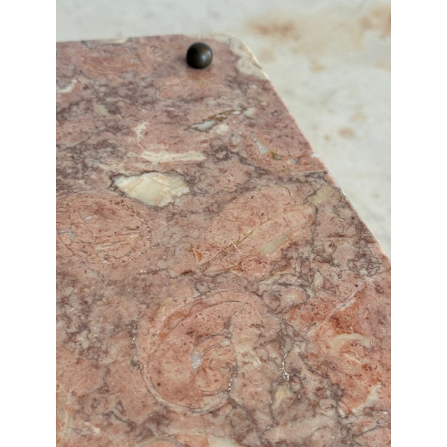 French Neoclassical Pink Marble Top Side Table With Gilt Metal Legs, European For Sale - Image 3 of 12