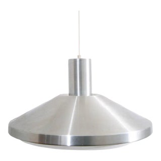 Mid Century Danish Modern Saucer Pendant Lamp in Sliver Finish Single Ceiling Light For Sale