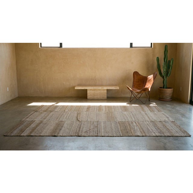 1920s Cream Ivory Stripe Antique Kilim Nw Persian Rug Flatweave 5'10" X 10'10" Wool Carpet For Sale - Image 13 of 13