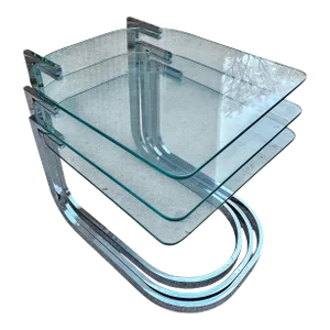 Mid-Century Modern Design Institute of America Chrome and Glass Nesting Tables