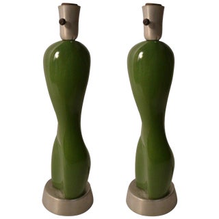 Russel Wright Ceramic Nude Form on Spun Aluminum Base - a Pair For Sale