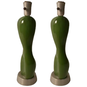 Russel Wright Ceramic Nude Form on Spun Aluminum Base - a Pair