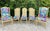 Offering Stunning set of 6 vintage French chairs brightly colored new upholstery,finely carved with floral and caned back,...
