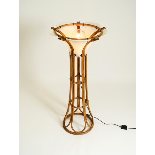 Bamboo Floor Lamp with White Acrylic Glass Elements, 1960s For Sale - Image 6 of 18
