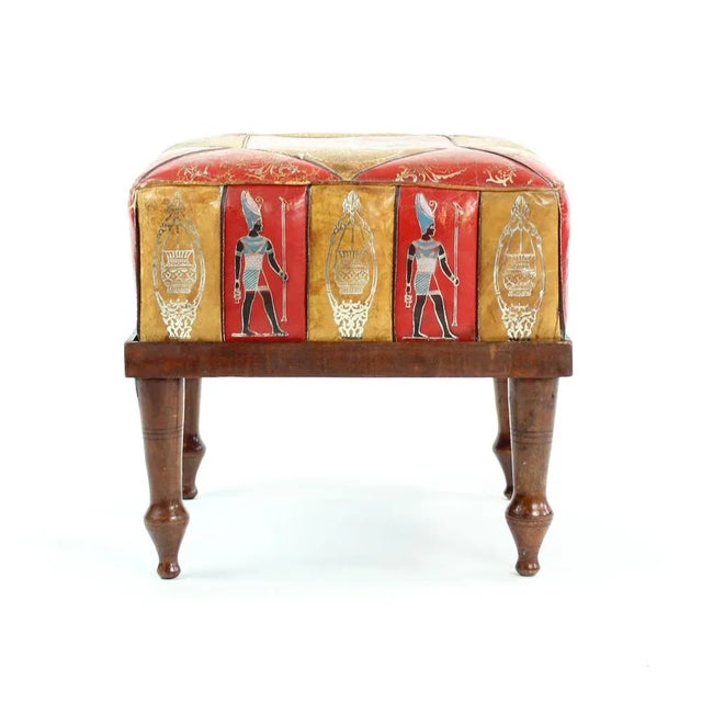 Red Vintage Turkish Leather Ottoman, 1960s For Sale - Image 8 of 9