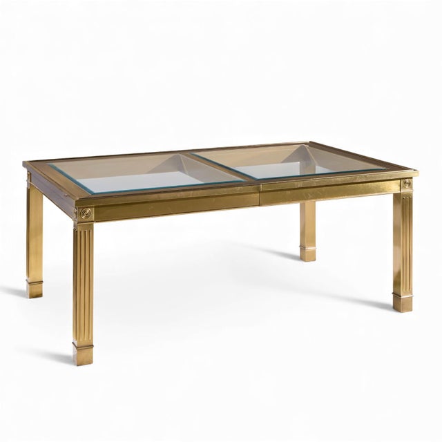 Mastercraft Mid Century Brass Expanding Dining Table With 1 Leaf For Sale In Chicago - Image 6 of 10