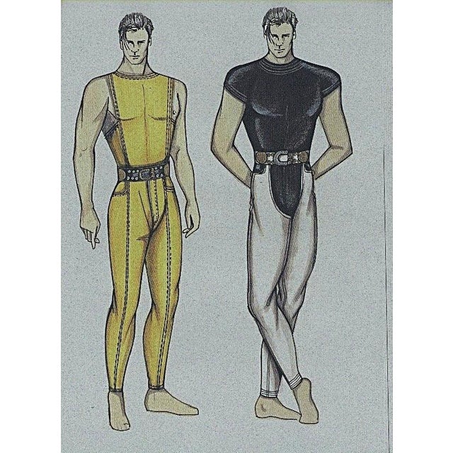 This is a set of 2 costume fashion designs for men for a ballet dance production. They were designed by the iconic Gianni...