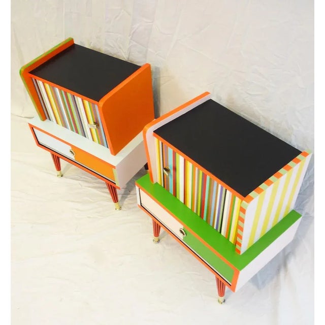 Small Colorful Nightstands, 1960s, Set of 2 For Sale - Image 10 of 11