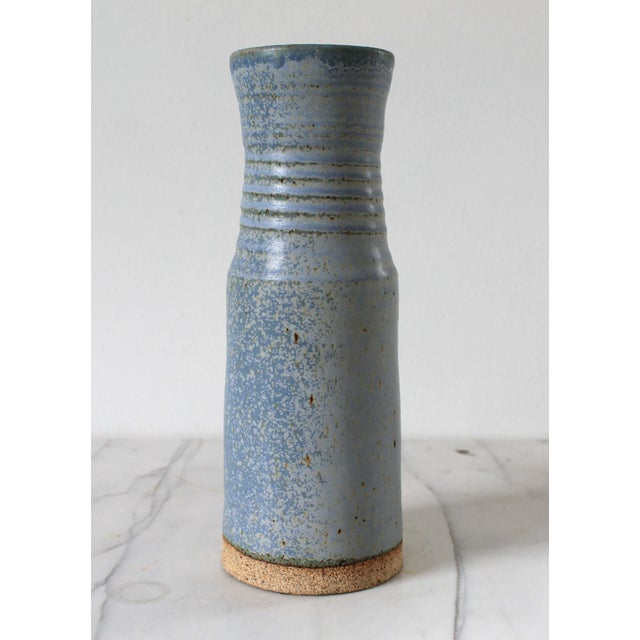 Mid-Century Modern Vintage Blue Studio Art Pottery Vase For Sale - Image 3 of 6