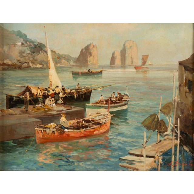 Ezelino Briante, Fishermen and Faraglioni, Oil on Canvas For Sale - Image 15 of 15