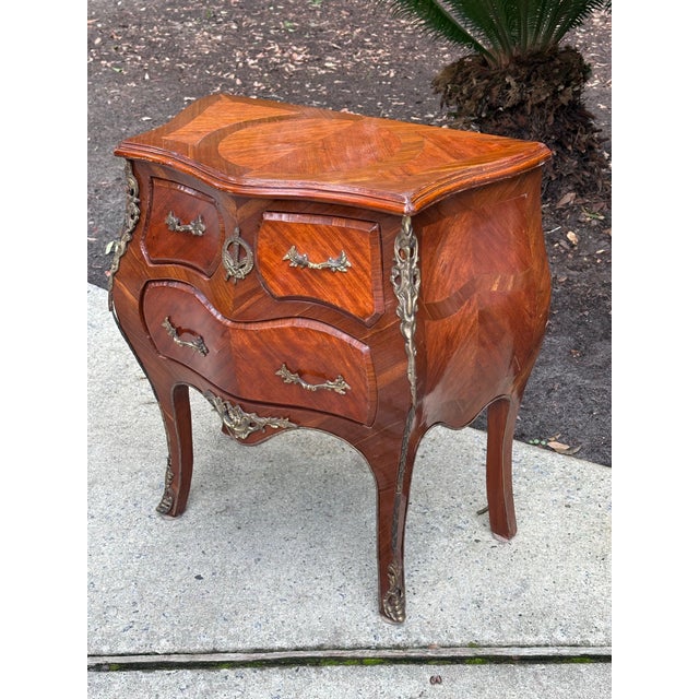 Louis XV Style Bronze Mounted Marquetry Small Commode. Great piece for between two beds or the end of a hallway with a...