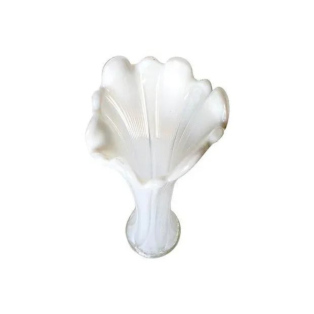 Mid-Century Modern White Glass Vase For Sale - Image 4 of 5