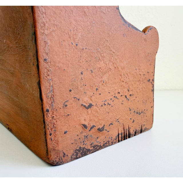Primitive Wood Box With Scalloped Back For Sale - Image 9 of 14