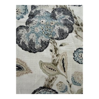 Scalamandre Fabric Sc 000216603-Cumbria Hand Block Print-Smoke on Ivory 1 7/8 Yards For Sale