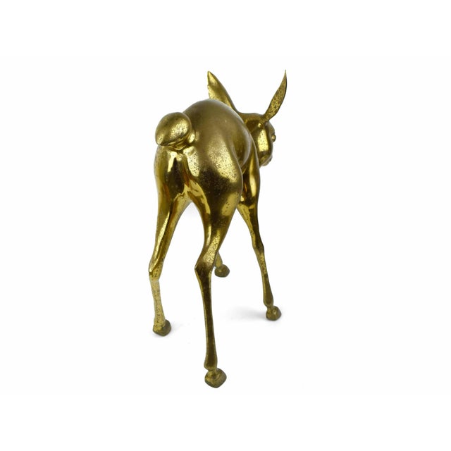 Mid 20th Century Mid 20th Century Standing Large Heavy Brass Bambi Fawn Deer Sculptures For Sale - Image 5 of 12