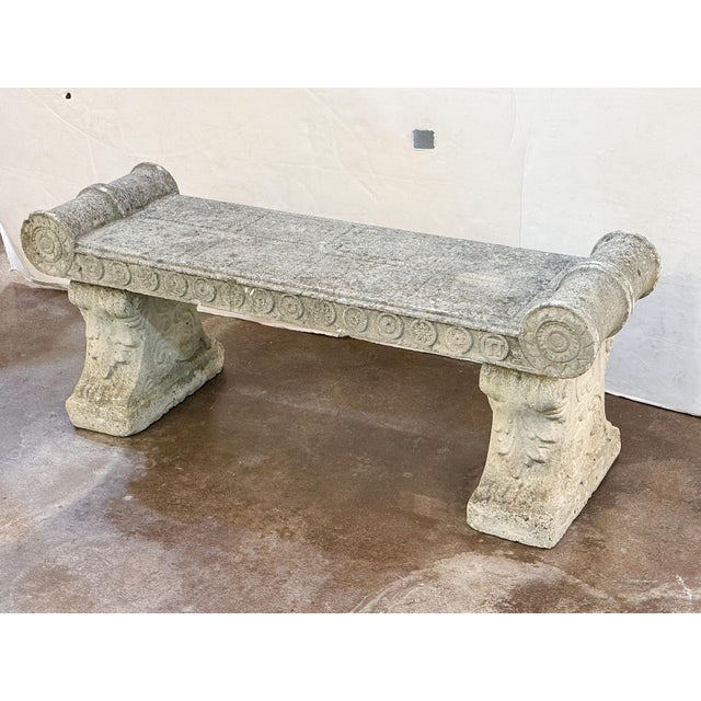 English Large English Garden Stone Bench Seat in the Classical Style For Sale - Image 3 of 17