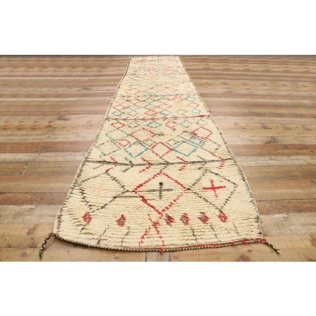 Textile Vintage Berber Moroccan Azilal Rug Runner - 03'01 X 14'09 For Sale - Image 7 of 9