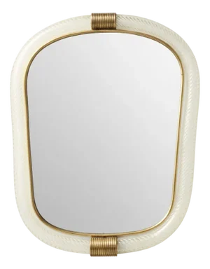 Italian Oval Torchon Murano Glass Mirror with 24kt Gold by Bottega Veneziana
