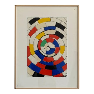 Alexander Calder Style Abstract Spiral Art Print – 1970s Primary Colors For Sale