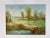 A peaceful and richly textured original oil painting on canvas depicting a serene countryside scene with open meadows...