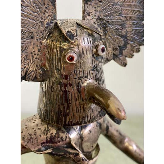 Metal Late 20th Century Owl Kachina Sculpture by Gaspar Camps in Sterling Silver & Turquoise For Sale - Image 7 of 9
