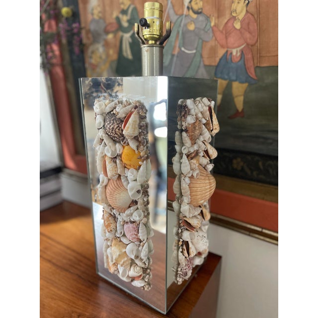 1970s Mirrored Seashell Art Lamp For Sale - Image 9 of 12