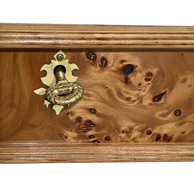 American Vintage Burl Wooden Jewelry Box With Key For Sale - Image 3 of 8