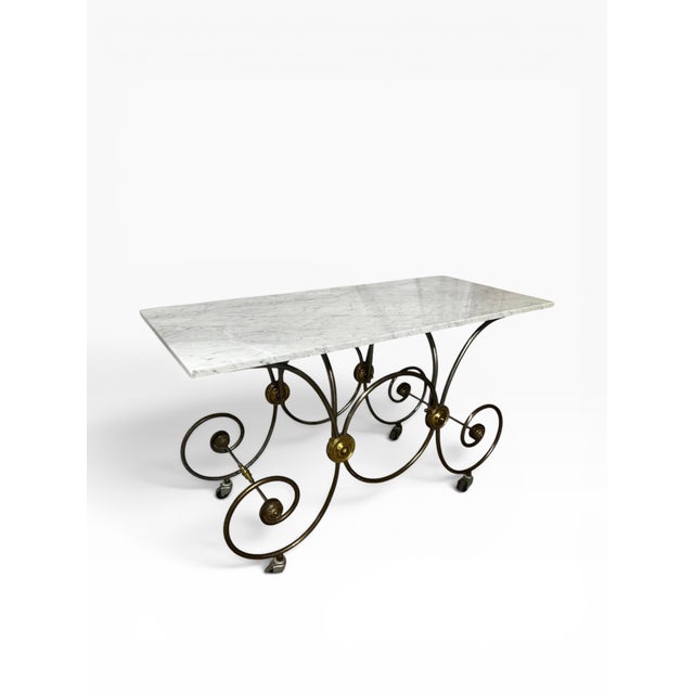 Mid-Century Reproduction French Patisserie Marble Top Table For Sale - Image 4 of 11