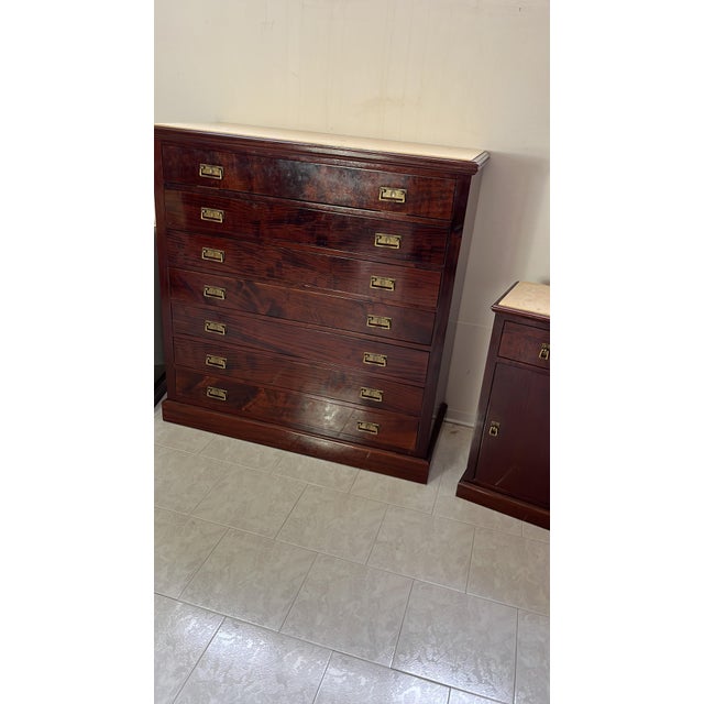 Chests of Drawers and Bedside Tables with Marble Tops, 1960s, Set of 3 For Sale - Image 6 of 15