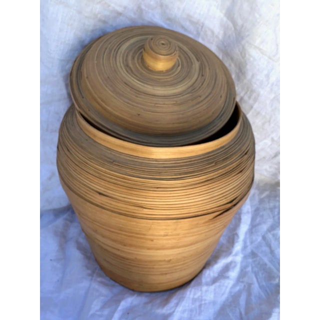 Boho Chic Vintage Split Bamboo Lidded Ginger Jar/Container For Sale - Image 3 of 5