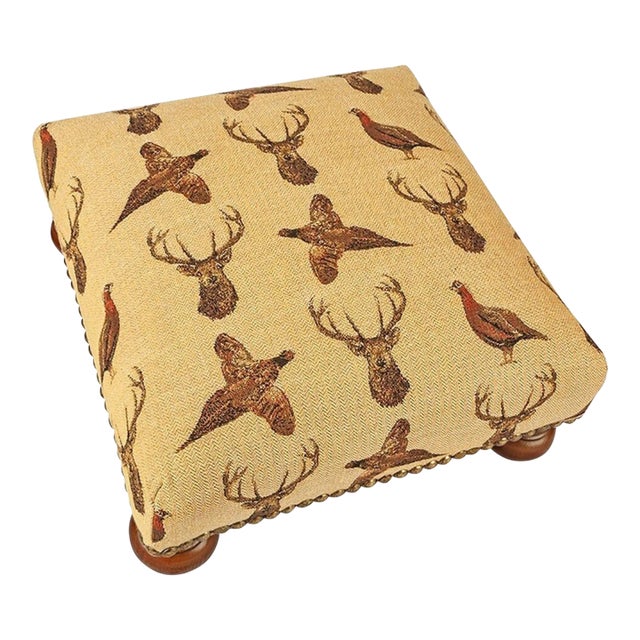 00 Highland Beige Tapestry Footstool For Sale