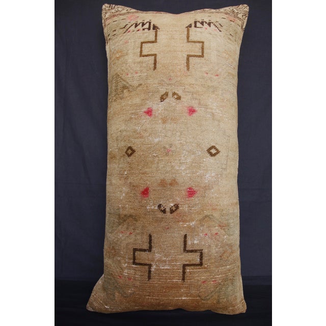 Contemporary Handmade Turkish Soft Color Tones Rug Pillow Cvoer -17'' X 36'' For Sale - Image 3 of 14