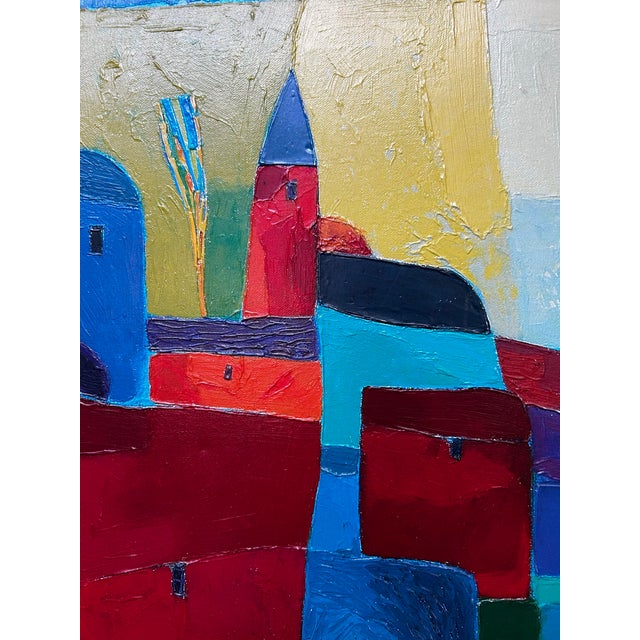 Paint Abstract Geometric Architectural Painting Glycee Vibrant Colors For Sale - Image 7 of 8