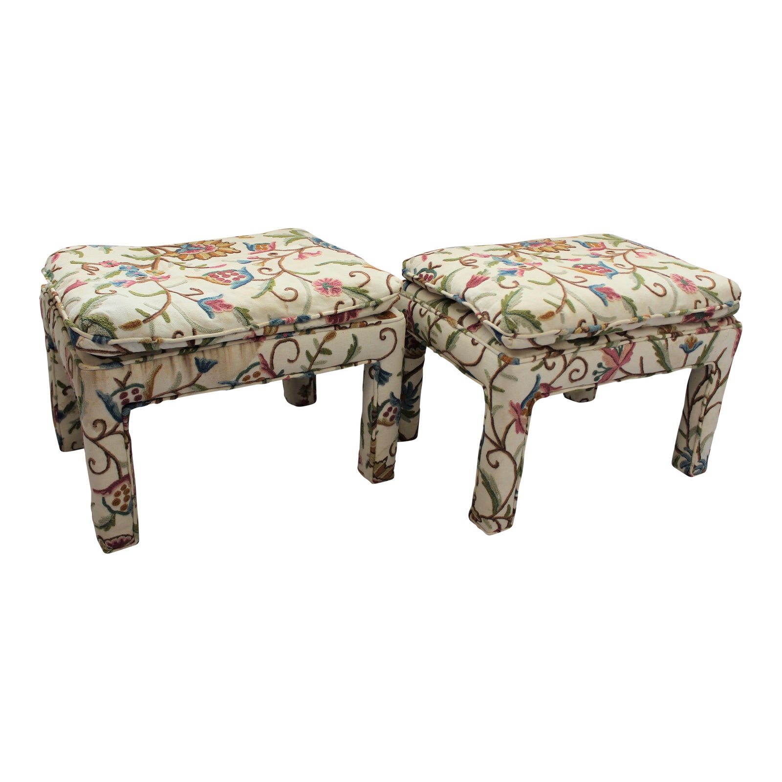 MidCentury Vintage Ottoman Footstools A PAir Chairish