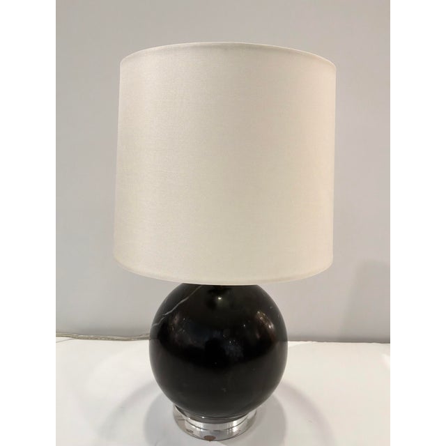 Modern Modern Black Marble Ball Lamp Acrylic Base For Sale - Image 3 of 7