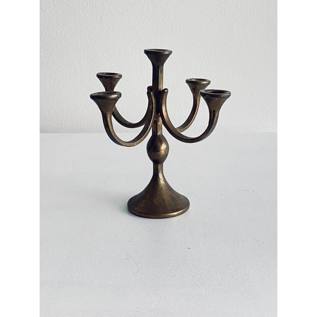 Gold Mid-Century Modern Brass Candlesticks in Brass, Set of 2 For Sale - Image 8 of 12