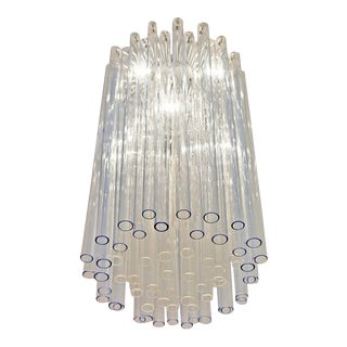 Blue and Clear Glass Barovier Attributed Chandelier, Italy, 1960s For Sale